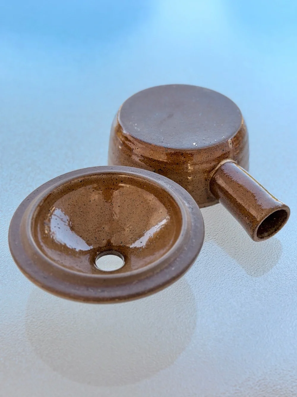 Tagine Stoneware Pottery Single Serve Vented Lid Hollow Handle Egg & Soup Cooker